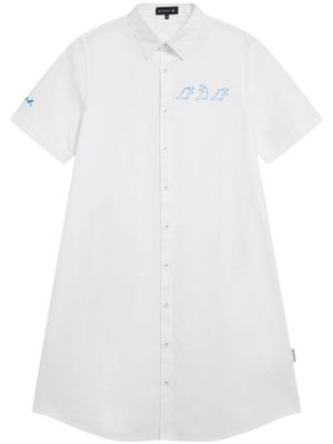 SPORT b. by agnès b. Dino-print cotton shirt dress - White