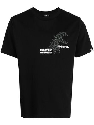SPORT b. by agnès b. distressed-effect Dino-print cotton T-shirt - Black