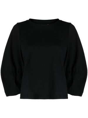 SPORT b. by agnès b. logo-embroidered puff-sleeved T-shirt - Black