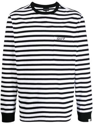 SPORT b. by agnès b. logo-embroidered striped T-shirt - White