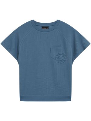 SPORT b. by agnès b. logo-embroidered waffle-knit T-shirt - Blue