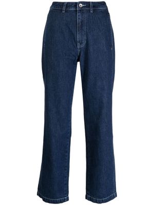 SPORT b. by agnès b. logo-patch high-waisted cotton jeans - Blue