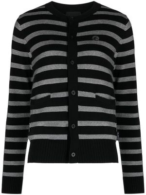 SPORT b. by agnès b. logo-patch striped cotton cardigan - Black