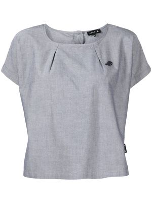 SPORT b. by agnès b. pleated logo-patch blouse - Grey