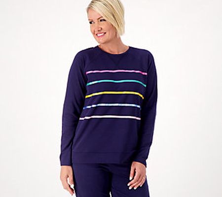 Sport Savvy French Terry Multi Stripe Pullover