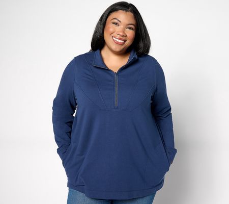 Sport Savvy French Terry Seamed Half-Zip Pullover