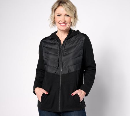 Sport Savvy Mix Media Quilted Hoodie Jacket