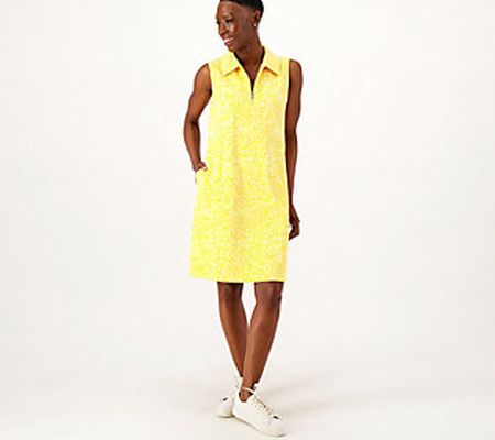 Sport Savvy Motion Printed French Terry Quarter Zip Polo Dress