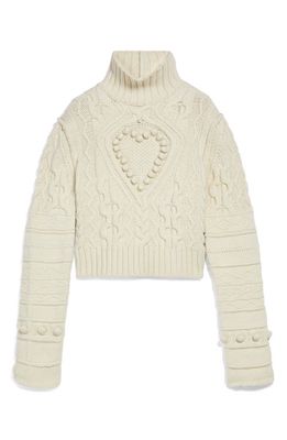 SPORTMAX Asturie Mixed Stitch Wool Sweater in Ivory
