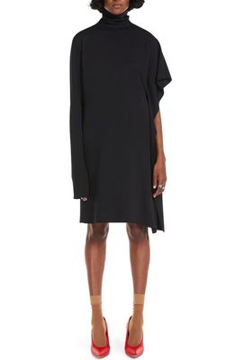 SPORTMAX Asymmetric Silk Stretch Georgette Dress in Black