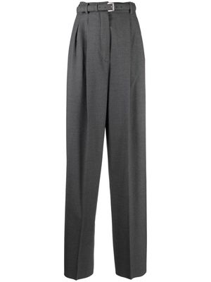 Sportmax belted straight-leg virgin wool trousers - Grey