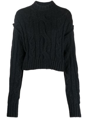 Sportmax cable-knit draped sleeve jumper - Blue