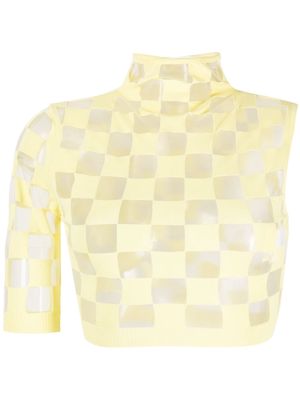 Sportmax check-pattern asymmetric cropped top - Yellow