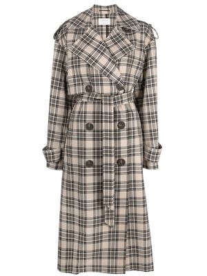 Sportmax check-print double-breasted trench coat - Neutrals