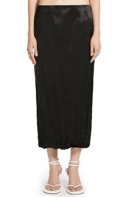 SPORTMAX Crinkle Texture Satin Skirt in Black