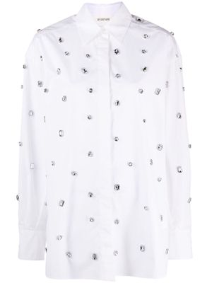 Sportmax crystal-embellished cotton shirt - White