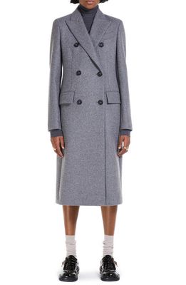 SPORTMAX Double Breasted Virgin Wool & Cashmere Coat in Medium Grey