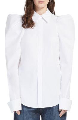 SPORTMAX Dry Puff Long Sleeve Cotton Button-Up Shirt in White