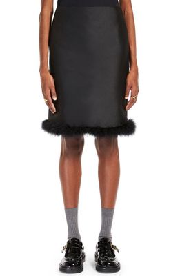 SPORTMAX Feather Trim Pencil Skirt in Black