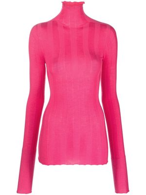 Sportmax high-neck wide-ribbed top - Pink