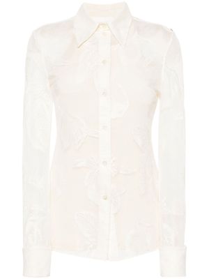 Sportmax layered floral-lace shirt - Neutrals