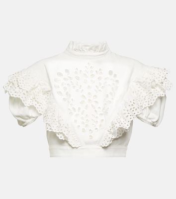 Sportmax Ometto broderie anglaise cotton cropped top