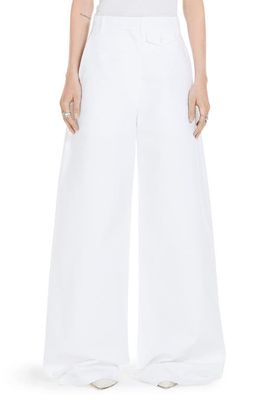 SPORTMAX Oversize Bonded Cotton Canvas Trousers in Optical White