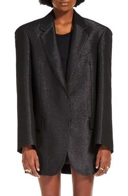 SPORTMAX Oversize Metallic Virgin Wool Blend Jacket in Black