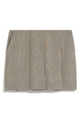 SPORTMAX Plaid Pleated Miniskirt in Beige Golden