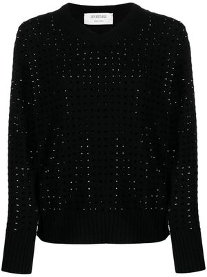 Sportmax rhinestone-embellished V-neck jumper - Black