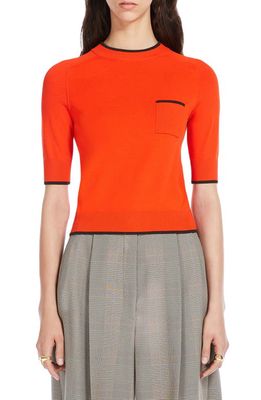 SPORTMAX Rib Pocket Wool & Cashmere Knit Top in Red Orange