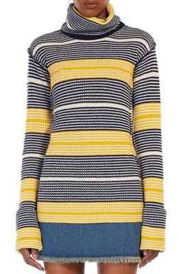 SPORTMAX Tacco Stripe Wool & Cashmere Turtleneck Sweater in Ultramarine