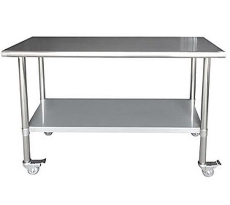 Sportsman Series Rolling Stainless Steel Work T able- 24" x 60