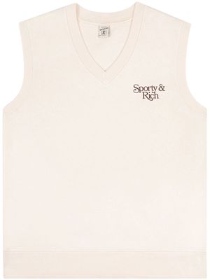 Sporty & Rich Bardot logo-print cotton vest - Neutrals