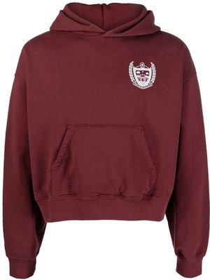 Sporty & Rich crest-motif long-sleeved hoodie - Red