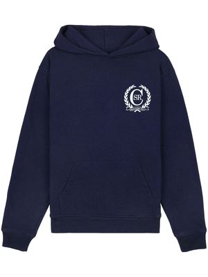 Sporty & Rich crest-print cotton hoodie - NAVY