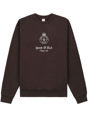 Sporty & Rich Crown-embroidered cotton sweatshirt - Brown