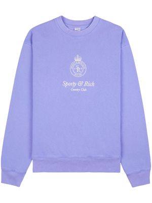 Sporty & Rich Crown-embroidered cotton sweatshirt - Purple