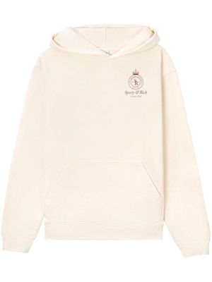 Sporty & Rich Crown logo-print cotton hoodie - Neutrals