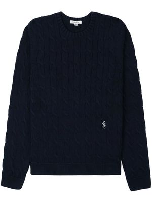 Sporty & Rich embroidered-logo cable knit jumper - Black