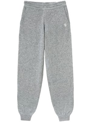 Sporty & Rich embroidered-logo cashmere track pants - Grey