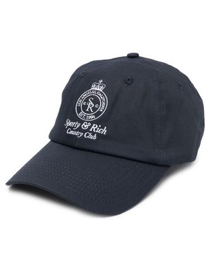 Sporty & Rich embroidered-logo cotton cap - Blue