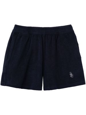 Sporty & Rich embroidered-logo cotton shorts - Blue