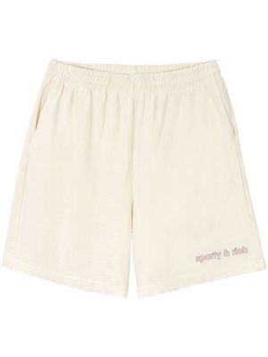Sporty & Rich embroidered-logo cotton shorts - CREAM
