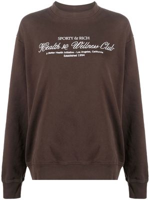 Sporty & Rich embroidered-logo cotton sweatshirt - Brown