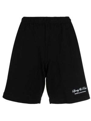 Sporty & Rich embroidered-logo detail shorts - Black