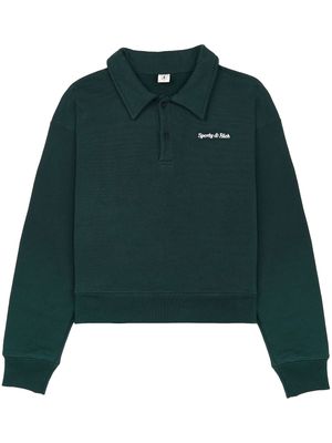 Sporty & Rich embroidered-logo long-sleeves polo shirt - Green