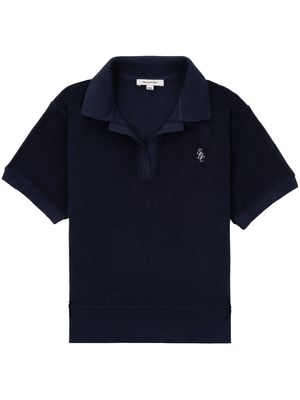 Sporty & Rich embroidered-logo terry-cloth polo shirt - NAVY