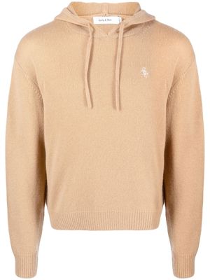 Sporty & Rich fine knit drawstring hoodie - Brown