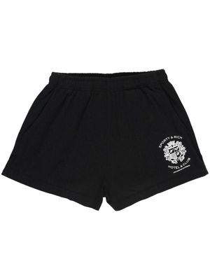 Sporty & Rich Hotel Disco logo-embroidered shorts - Black